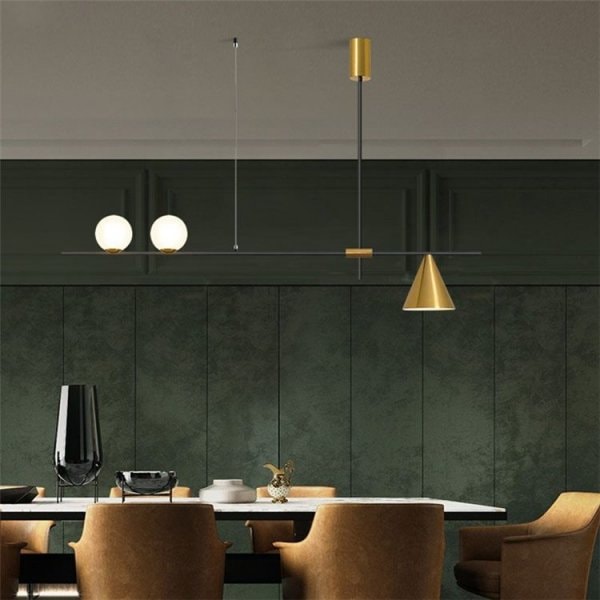 【リーズナブル】デザイン照明ガラスシェードシャンデリア ゴールド／ブラック 2灯（Φ1230×700mm） 