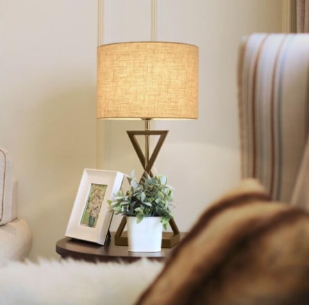 【リーズナブル】デザイン照明テーブルライト 1灯  リネン／ブラック 