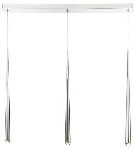 【Modern Forms】アメリカ・デザイン照明 ペンダントライト「Cascade」　LED   ポリッシュニッケル 3灯（W139×D1016×H711mm）