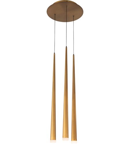 【Modern Forms】アメリカ・デザイン照明 ペンダントライト「Cascade」LED   エイジドブラス 3灯（Φ304×H711mm）