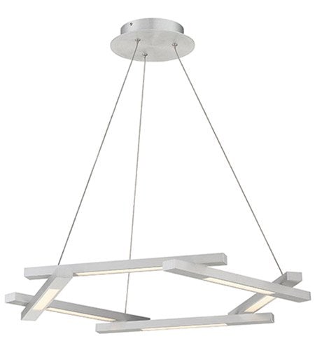 【Modern Forms】アメリカ・デザイン照明 ペンダントライト「Metric」LED   ブラッシュアルミニウム（W711×D711×H38mm）