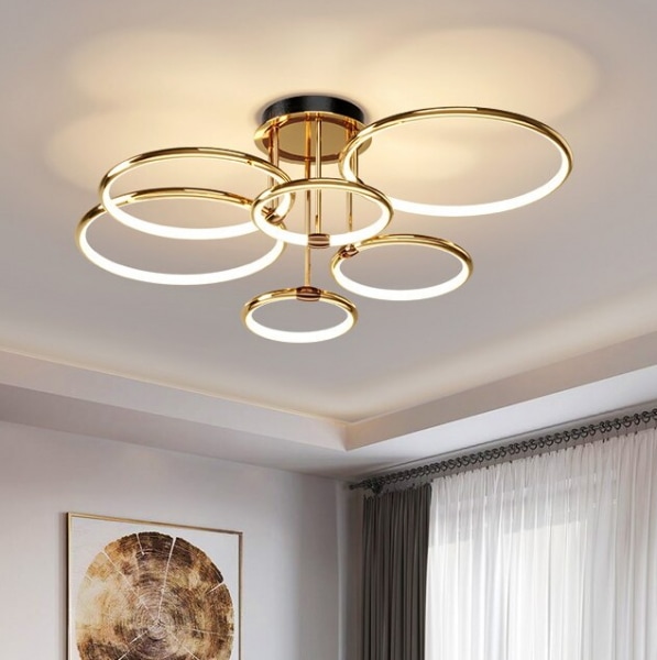  LEDシーリング照明 フープ型デザイン照明 ゴールド　3／4／5／6灯（W555～W1040mm）
