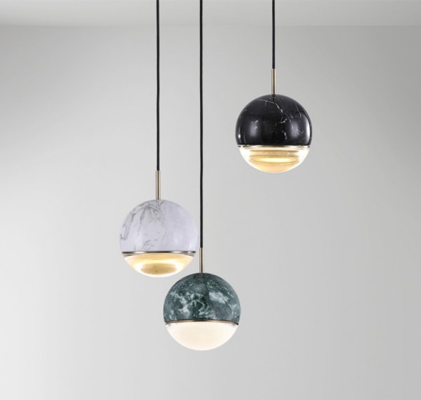 北欧ボールデザインペンダントライト ホワイト／ブラック／グリーン（Φ110／Φ160mm）