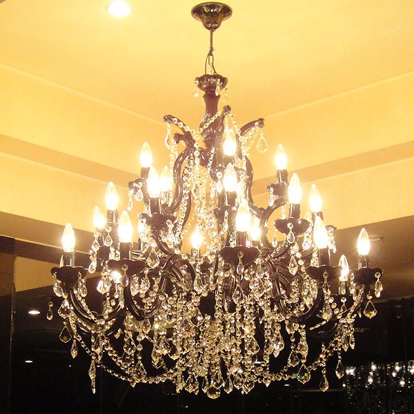 【LA LUCE】豪華版イタリア製 アスフールクリスタルシャンデリア 25灯 ブラック（W940×H1000mm)