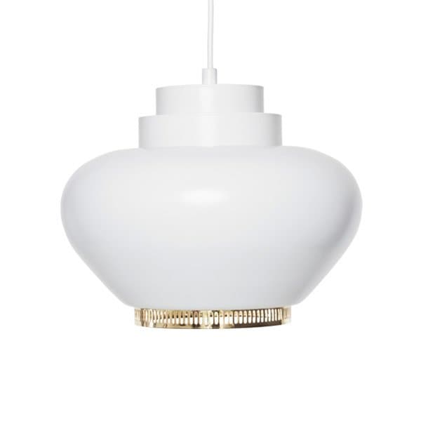 【Artek】「Aalto pendant lamp A333, white - brass」デザイン照明ペンダントライト ホワイト-ブラス(Φ255×H200mm)