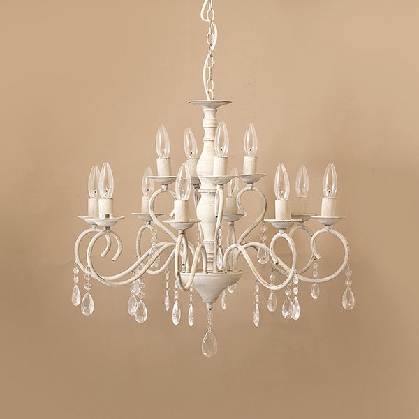 シャンデリア「Bianca ビアンカ」12灯アンティーク サンド グレイ（φ620×H600mm）