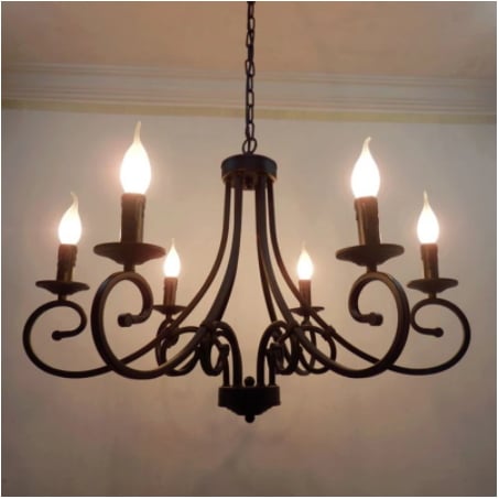 デザイン照明　アイアンシャンデリア 6／8灯 ブラック（Φ610×H460／Φ700×H500mm）