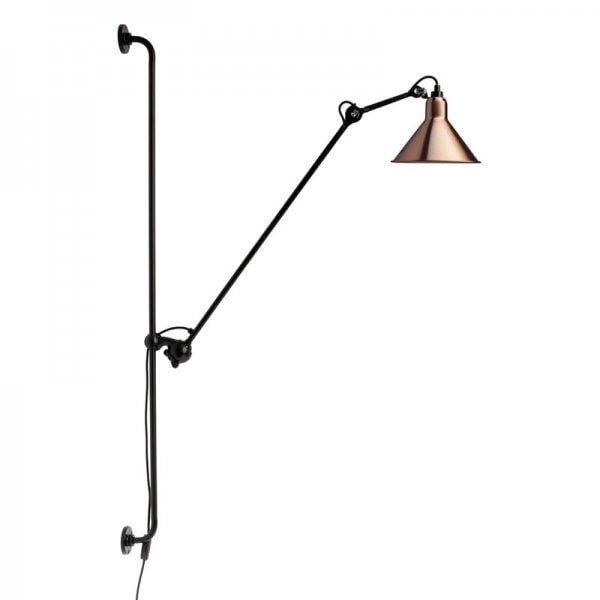 【DCW editions】「Lampe Gras 214 wall lamp, conic shade, black - copper」デザイン照明ウォール黒-銅 (Φ210×H1280mm)