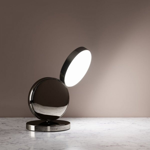 【FontanaArte】「Optunia table lamp 24 cm, Black chrome」デザイン照明テーブルランプ ブラッククローム(Φ130×H240mm)