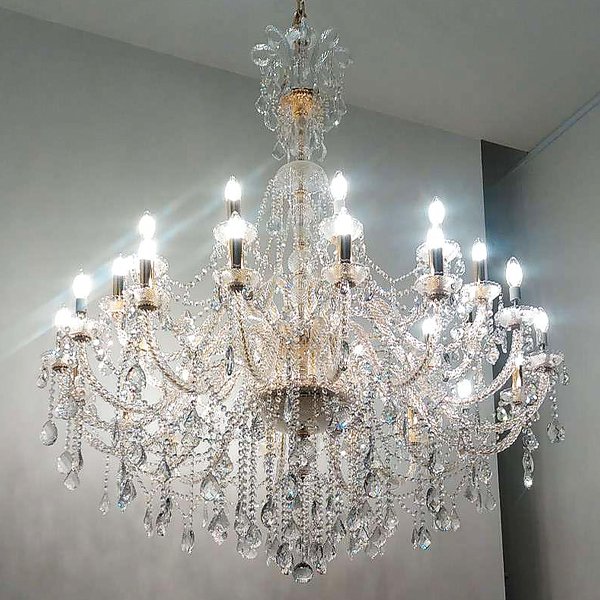 【在庫有！ゴールドのみ】 【LA LUCE】大型クリスタルシャンデリア 28灯 (W1350×H1550mm)