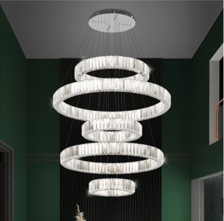 【E-Light】フープ型デザイン照明 LED クローム／ゴールド（5連フープ）