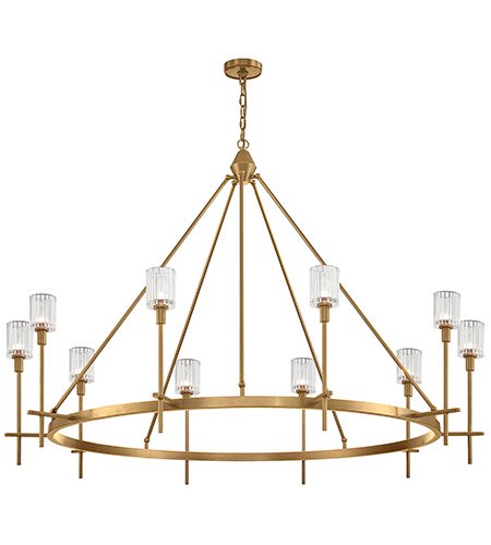 【Alora】アメリカ・Salita デザイン照明 10灯  ヴィンテージブラス／リブクリスタル（Φ1468×H1076mm）