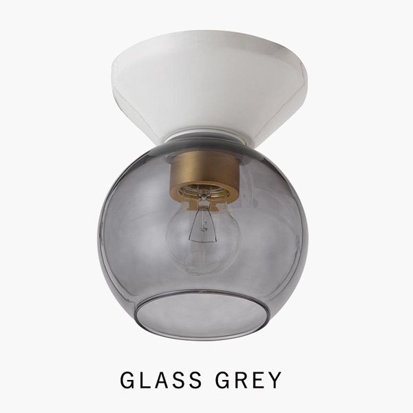 【HERMOSA】ピッコラシーリングランプ「PICCOLA」ガラスシェード・グレー（W150×H190mm）