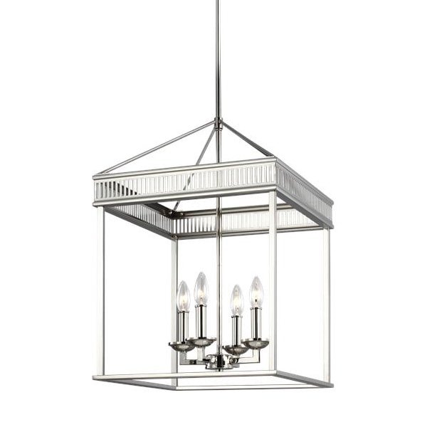 【GENERATION LIGHTING】アメリカ・ランタンシャンデリア「Woodruff」4灯（W410×L410×H590mm）