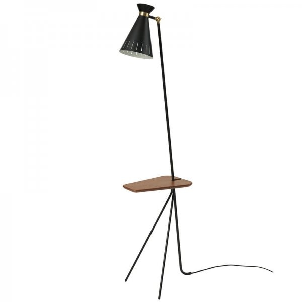 【Warm Nordic】「Cone floor lamp with table, black」フロアランプ ブラック(W280×D330×H1440mm)