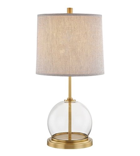 【Alora】アメリカ・Coast デザイン照明 テーブルライト1灯  ヴィンテージブラス／ナチュラルリネン（Φ304×H571mm）