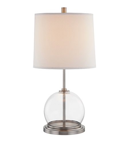 【Alora】アメリカ・Coast デザイン照明 テーブルライト1灯  エイジドニッケル／ホワイトリネン（Φ304×H571mm）