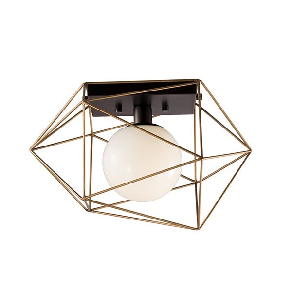 【Alora】アメリカ・Necto デザイン照明 シーリングライト1灯  ブラック／ゴールド（W302×D419×H266mm）