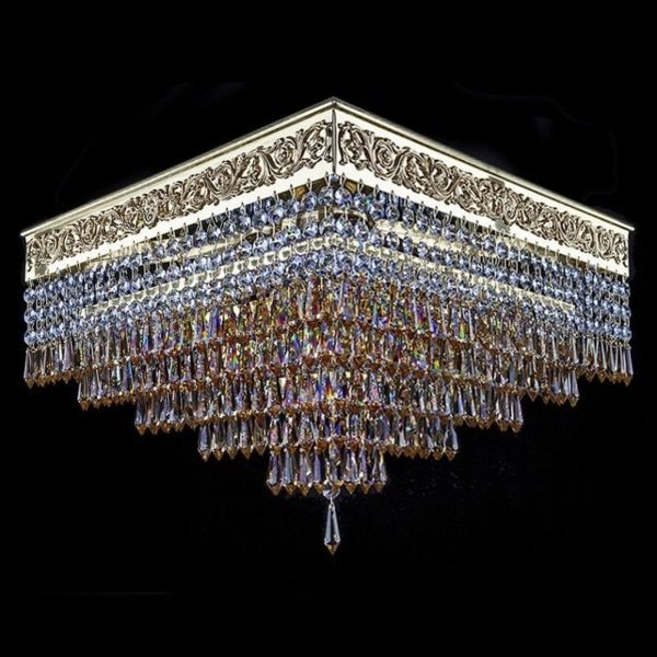 【ART GLASS】クリスタルシーリングシャンデリア 4灯（W420×D420×H320mm）