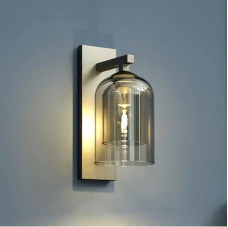 ホテルライクなブラケットライト デザイン照明 スモーキーグレー／コニャック 1灯（Φ150×H340mm）