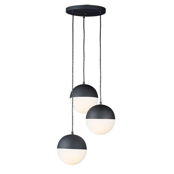 【ET2】アメリカ・ガラスボールシーリングペンダントライト「HALF MOON」3灯（W420×L420×H220-3310mm）