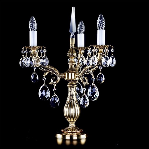 【ART GLASS】クリスタルテーブルランプ「AMBER」3灯（H600mm）