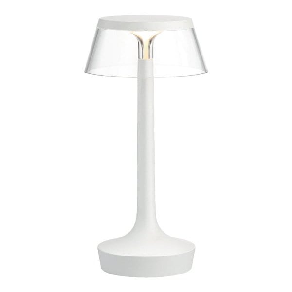 【Flos】北欧デザイン照明「Bon Jour Unplugged table lamp」テーブルランプ ホワイト-クリア(Φ131.5×H270mm)