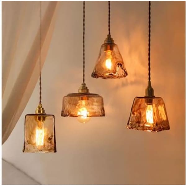 【リーズナブル】北欧スタイル モダン照明 ペンダントライト 1灯 琥珀色（W140～W180mm）