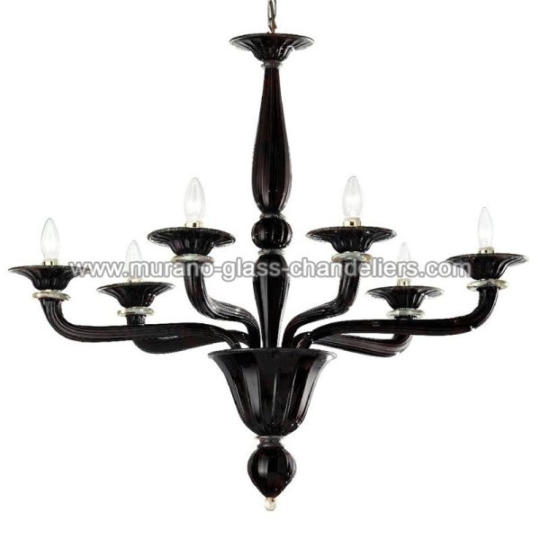 【MURANO GLASS CHANDELIERS】イタリア・ヴェネチアンガラスシャンデリア6灯「SOSPIRI」（W920×H820mm）