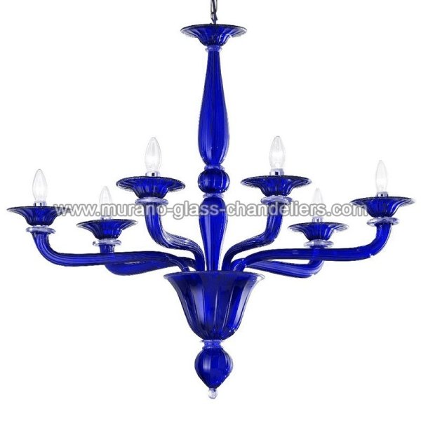 【MURANO GLASS CHANDELIERS】イタリア・ヴェネチアンガラスシャンデリア6灯「SOSPIRI」（W920×H820mm）
