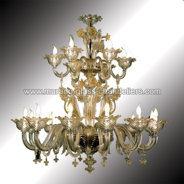 【MURANO GLASS CHANDELIERS】イタリア・ヴェネチアンガラスシャンデリア18灯「TORCELLO」（W1400×H1400mm）