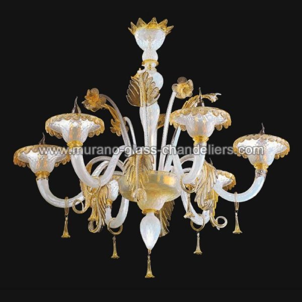 【MURANO GLASS CHANDELIERS】イタリア・ヴェネチアンガラスシャンデリア6灯「SIYANA」（W850×H850mm）