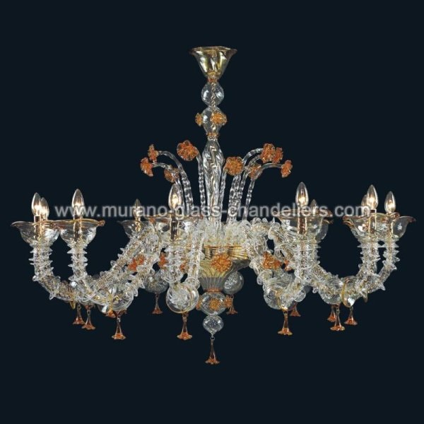 【MURANO GLASS CHANDELIERS】イタリア・ヴェネチアンガラスシャンデリア12灯「SKYLAH」（W1300×H1050mm）