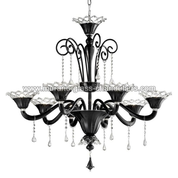 【MURANO GLASS CHANDELIERS】イタリア・ヴェネチアンガラスシャンデリア8灯「SOLENNE」（W1150×H1050mm）