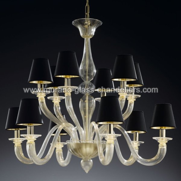 【MURANO GLASS CHANDELIERS】イタリア・ヴェネチアンガラスシャンデリア12灯「BANQUO」（W900×H720mm）