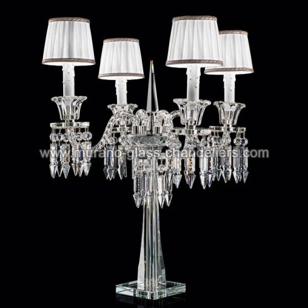 【MURANO GLASS CHANDELIERS】イタリア・ヴェネチアンガラステーブルライト4灯「CIMA」（W530×H630mm）