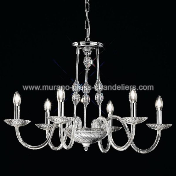 【MURANO GLASS CHANDELIERS】イタリア・ヴェネチアンガラスシャンデリア6灯「GENTILESCHI」（W750×H550mm）