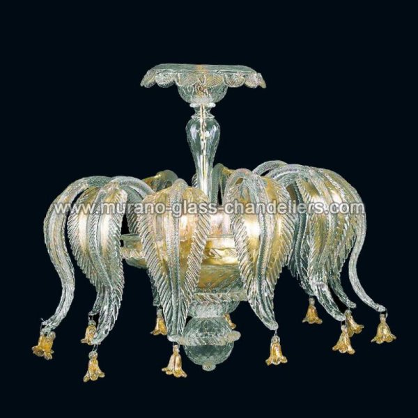 【MURANO GLASS CHANDELIERS】イタリア・ヴェネチアンガラスシーリングライト3灯「ISELA」（W500×H450mm）