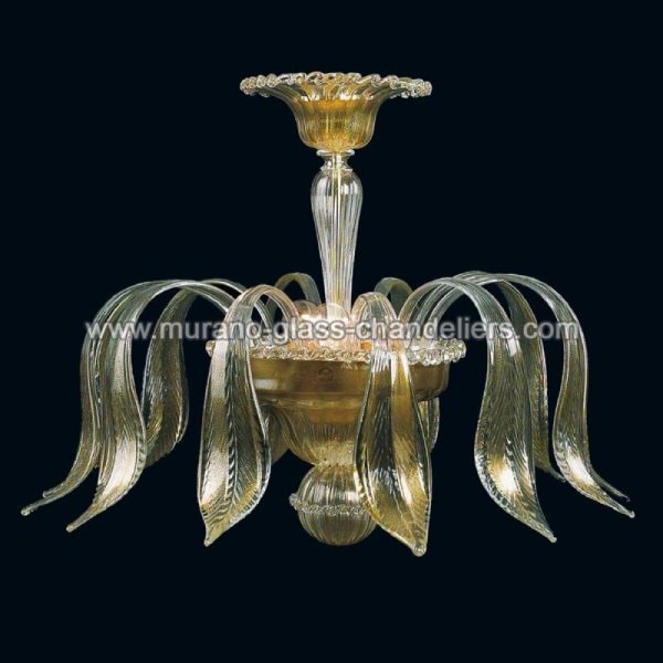 【MURANO GLASS CHANDELIERS】イタリア・ヴェネチアンガラスシーリングライト3灯「JEANNETTA」（W500×H450mm）