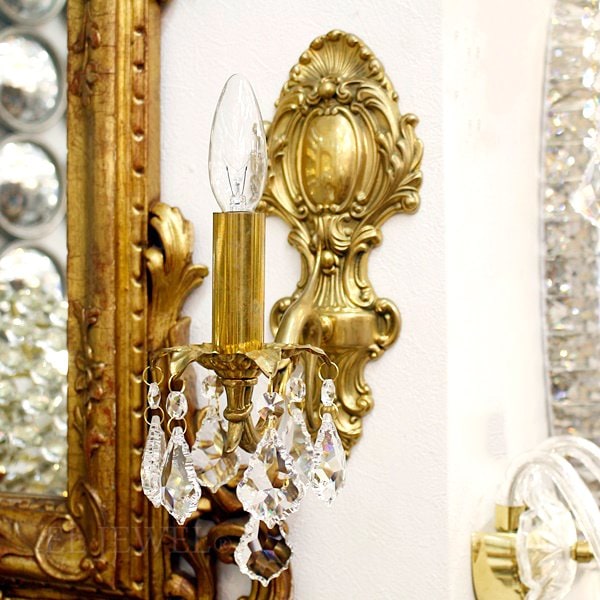 クリスタルブラケット1灯・ゴールド(W115×H260×D180mm)