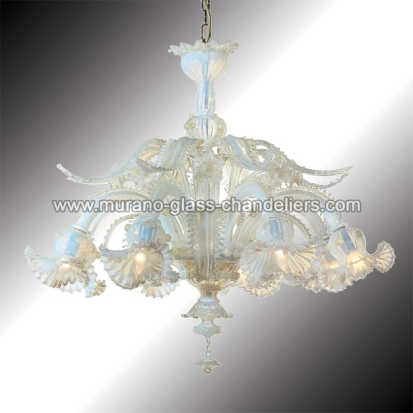 【MURANO GLASS CHANDELIERS】イタリア・ヴェネチアンガラスシャンデリア8灯「BARBARIGO」（W1000×H920mm）