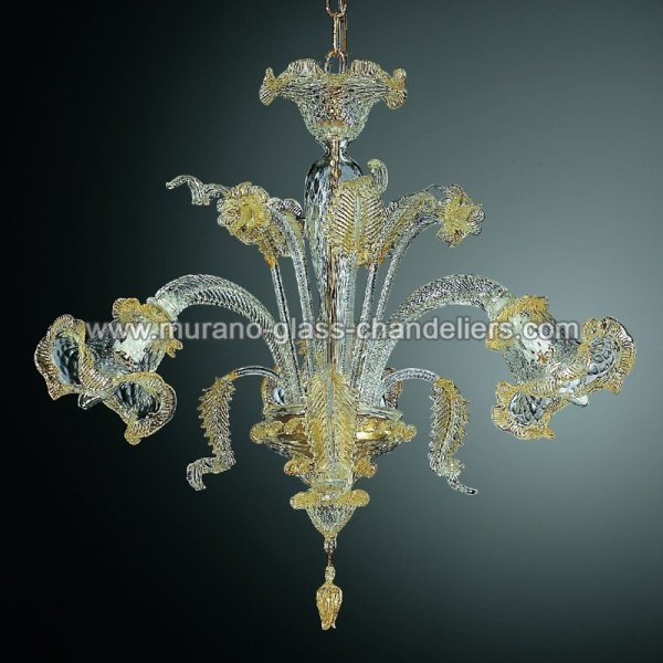 【MURANO GLASS CHANDELIERS】イタリア・ヴェネチアンガラスシャンデリア3灯「CANAL GRANDE」（W600×H600mm）