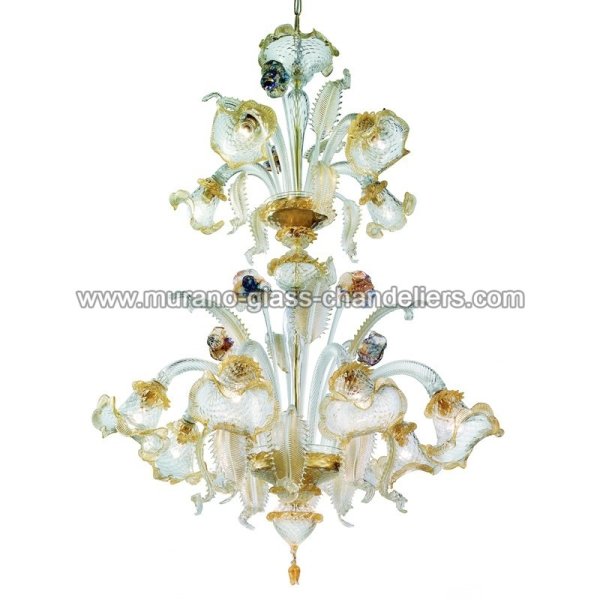 【MURANO GLASS CHANDELIERS】イタリア・ヴェネチアンガラスシャンデリア12灯「CANAL GRANDE」（W900×H1150mm）