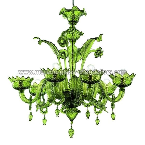 【MURANO GLASS CHANDELIERS】イタリア・ヴェネチアンガラスシャンデリア6灯「CASANOVA」（W750×H750mm）