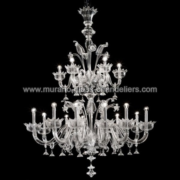 【MURANO GLASS CHANDELIERS】イタリア・ヴェネチアンガラスシャンデリア18灯「CASANOVA」（W1150×H1500mm）