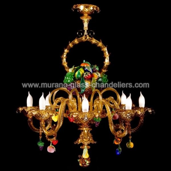 【MURANO GLASS CHANDELIERS】イタリア・ヴェネチアンガラスシャンデリア8灯「CESTO DI FRUTTA」（W900×H900mm）