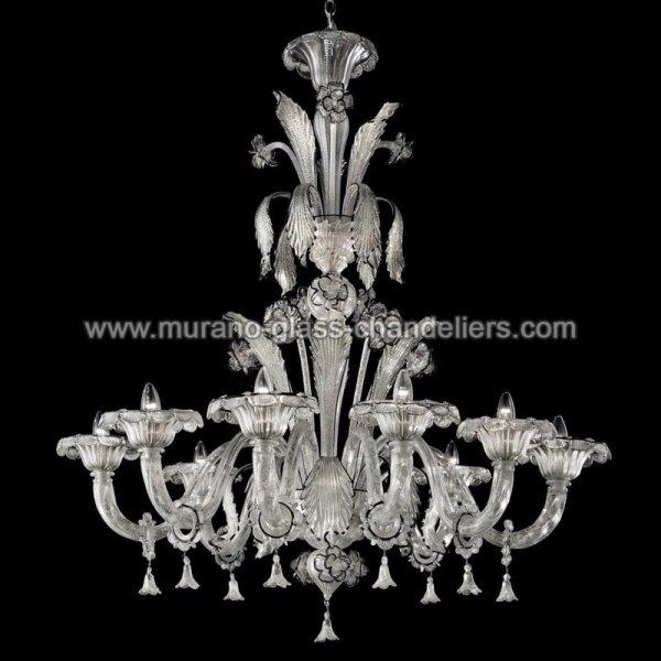 【MURANO GLASS CHANDELIERS】イタリア・ヴェネチアンガラスシャンデリア8灯「CORRER」（W1150×H1200mm）