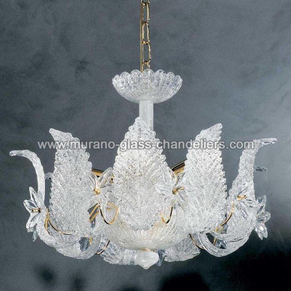 【MURANO GLASS CHANDELIERS】イタリア・ヴェネチアンガラスシャンデリア4灯「FIORDALISO」（W500×H400mm）