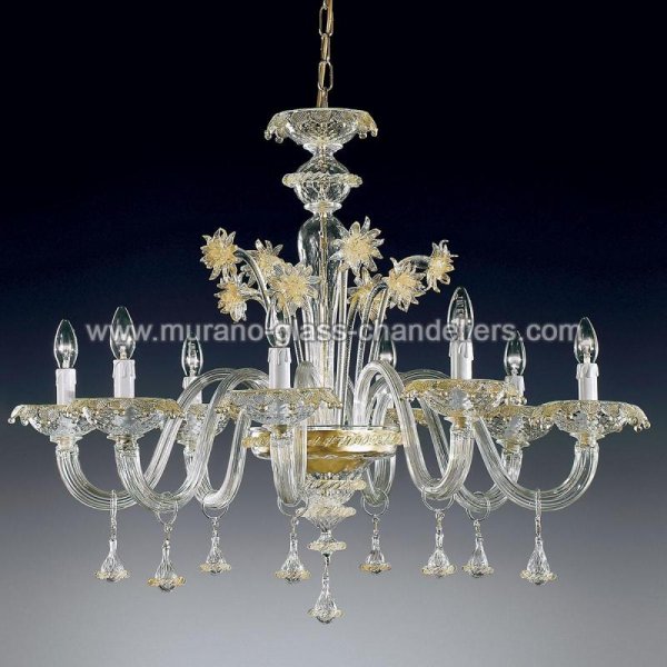 【MURANO GLASS CHANDELIERS】イタリア・ヴェネチアンガラスシャンデリア8灯「FLORENZA」（W920×H720mm）