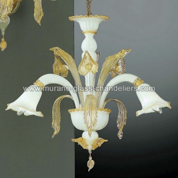 【MURANO GLASS CHANDELIERS】イタリア・ヴェネチアンガラスシャンデリア3灯「LAGUNA」（W600×H600mm）